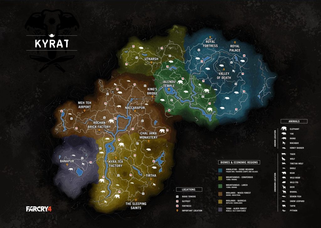 Die Map von Kyrat in Far Cry 4