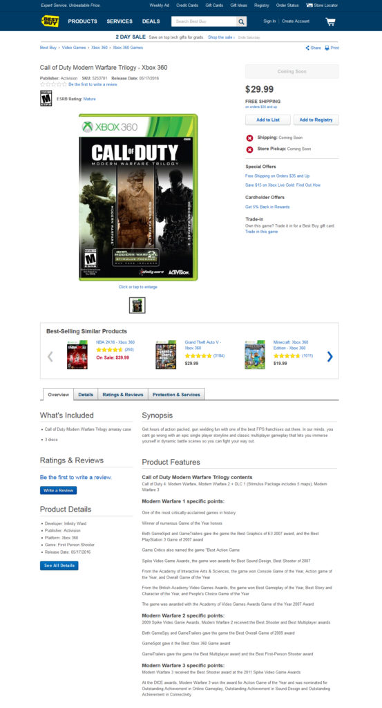 Call of Duty: Modern Warfare Trilogy bei Best Buy