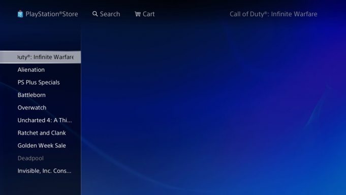 CoD Infinite Warfare PS Store Leak