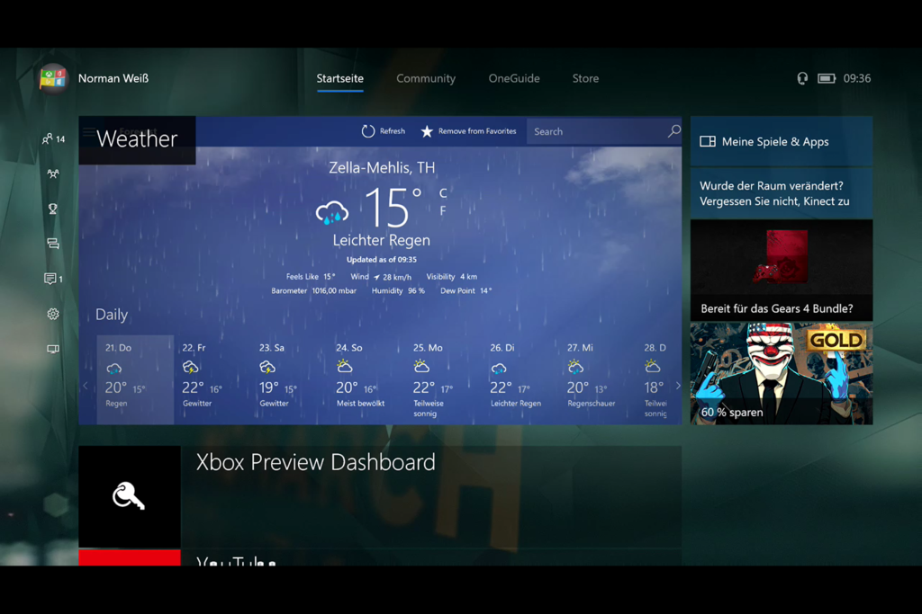 Wetter App für Xbox One