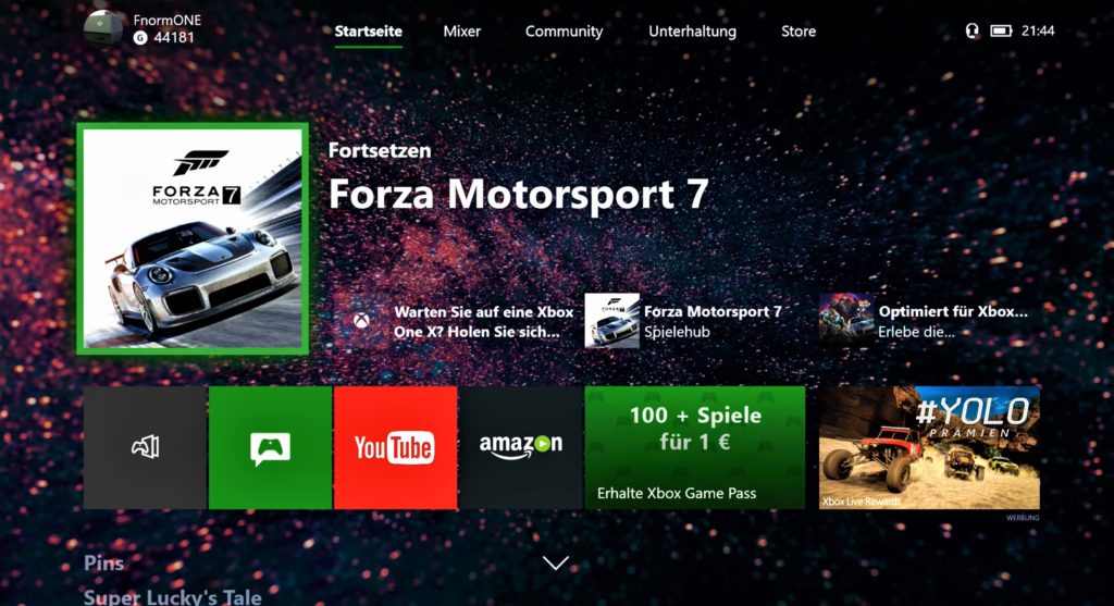 xbox one x dashboard